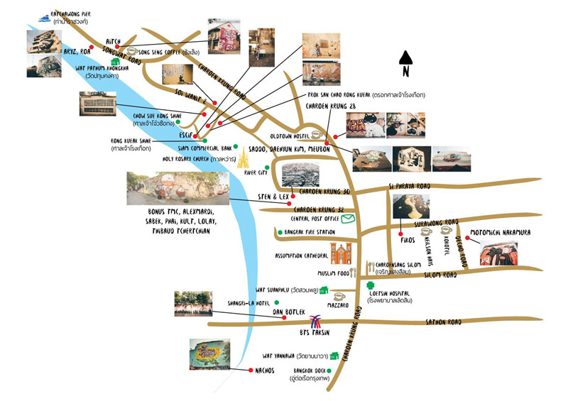 bản đồ minh họa wall art tại Bangkok