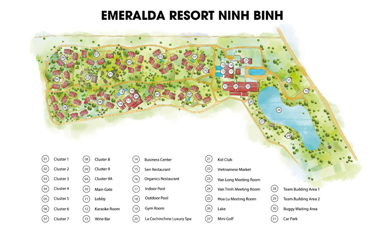 sơ đồ Emeralda Resort Ninh Bình