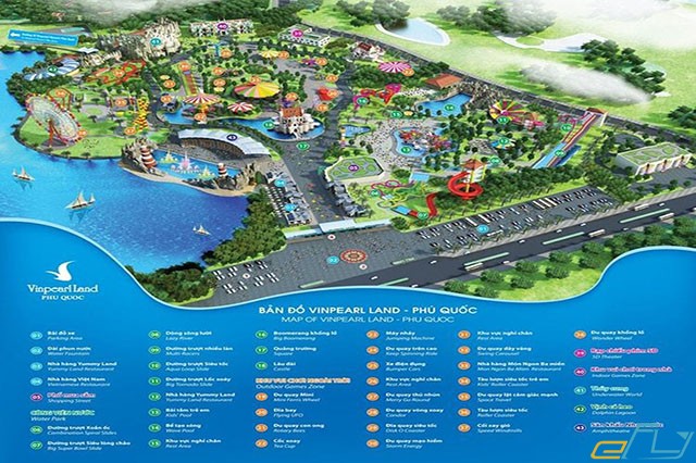 Bản đồ khu vui chơi  vinpearl land phú quốc